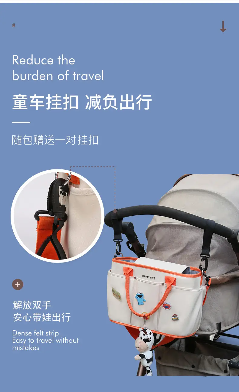 Large Capacity Baby Bag with Cat & Dragon Design — feature 9