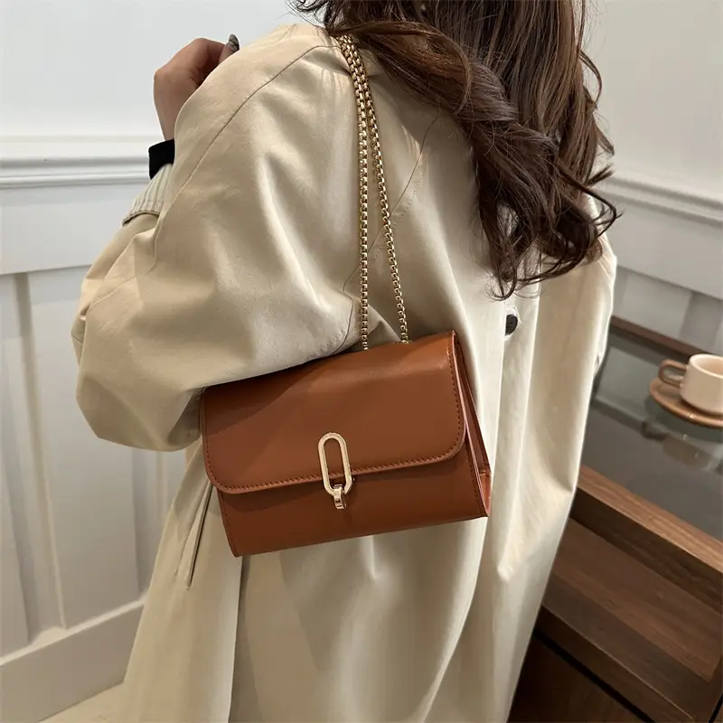 Red French Style Small Square Shoulder Bag for Women - Image 7