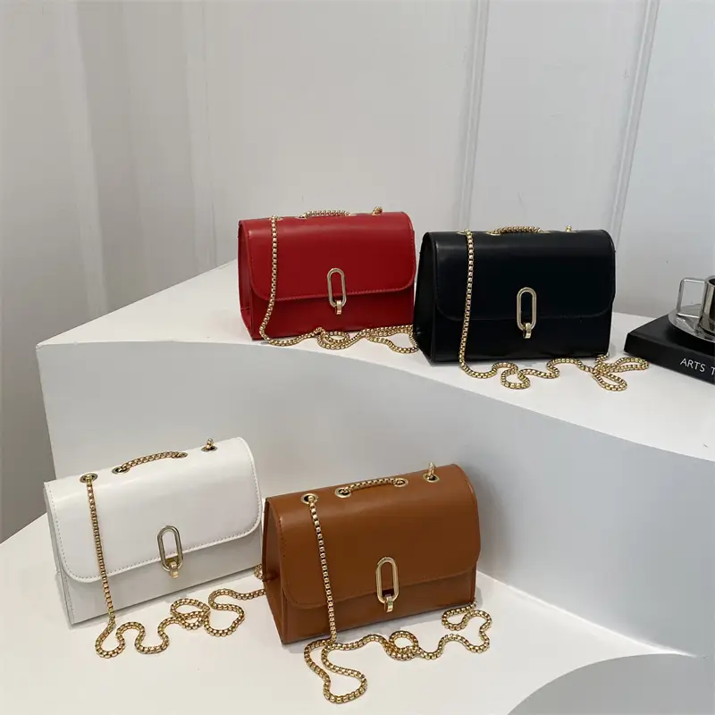 Red French Style Small Square Shoulder Bag for Women - Image 8