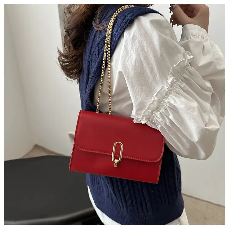 Red French Style Small Square Shoulder Bag for Women — feature 10