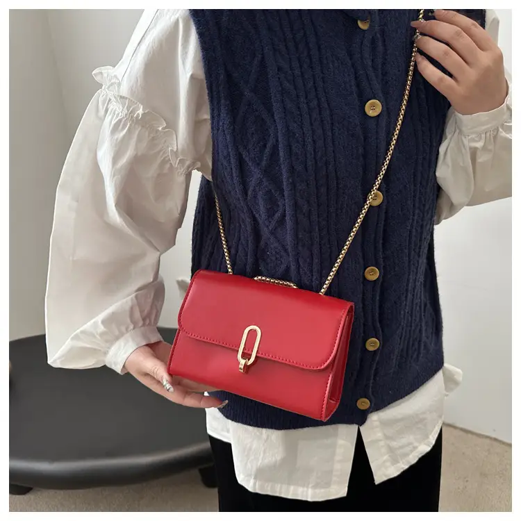 Red French Style Small Square Shoulder Bag for Women — feature 13