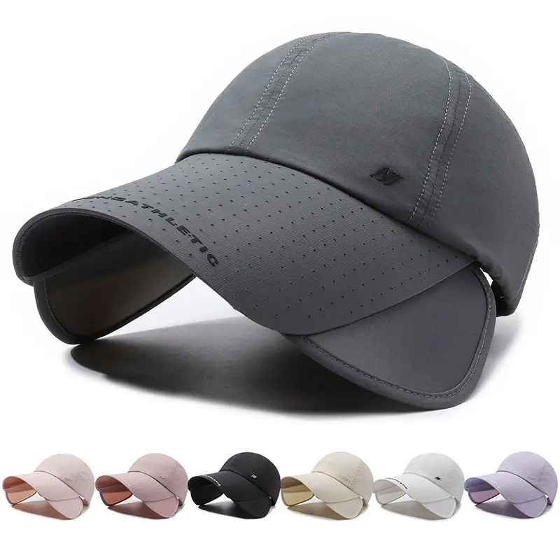 Men Retractable Brim Sunscreen Hat Black Grey