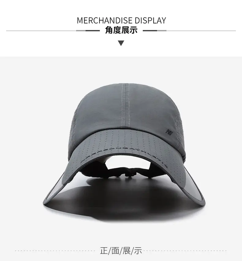 Men Retractable Brim Sunscreen Hat Black Grey — feature 9
