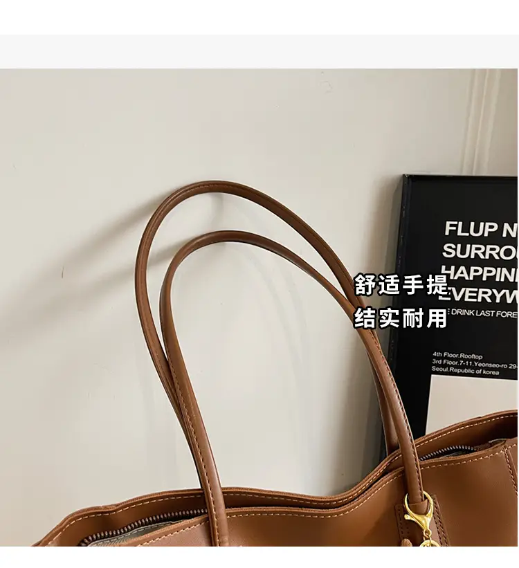 White Leather Tote Bag with Charm for Women — feature 14