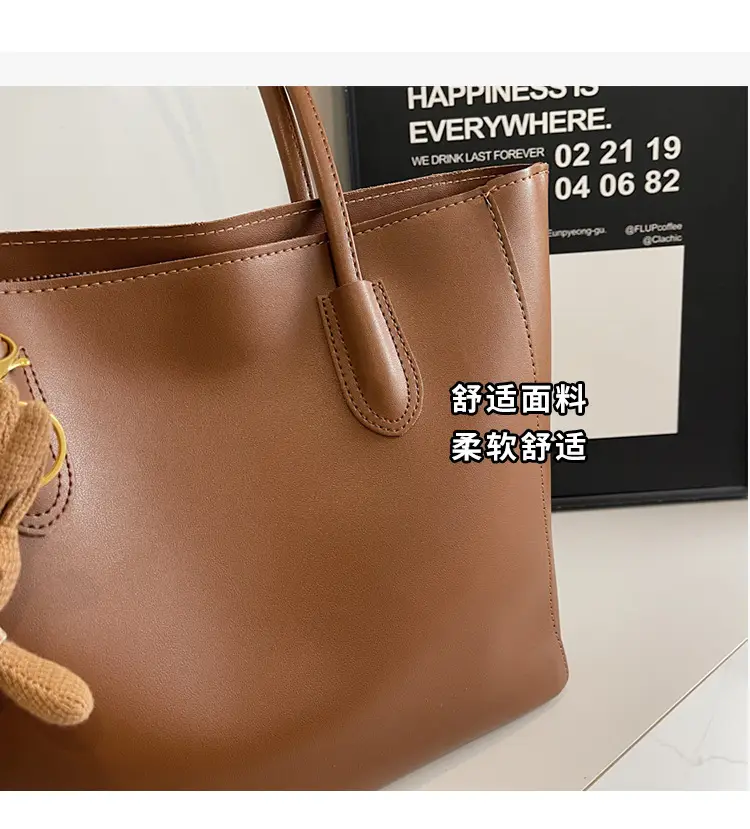 White Leather Tote Bag with Charm for Women — feature 15