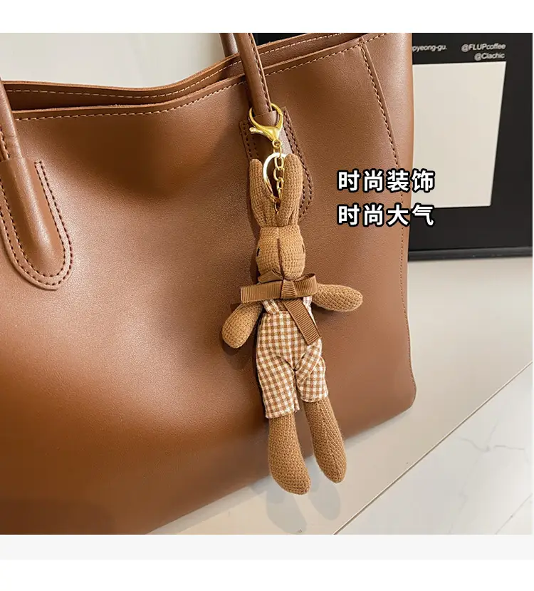 White Leather Tote Bag with Charm for Women — feature 16