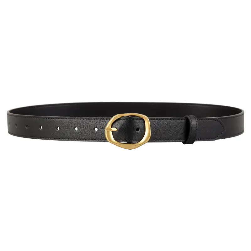 Brown Leather Belt with Gold Buckle for Women - Image 11