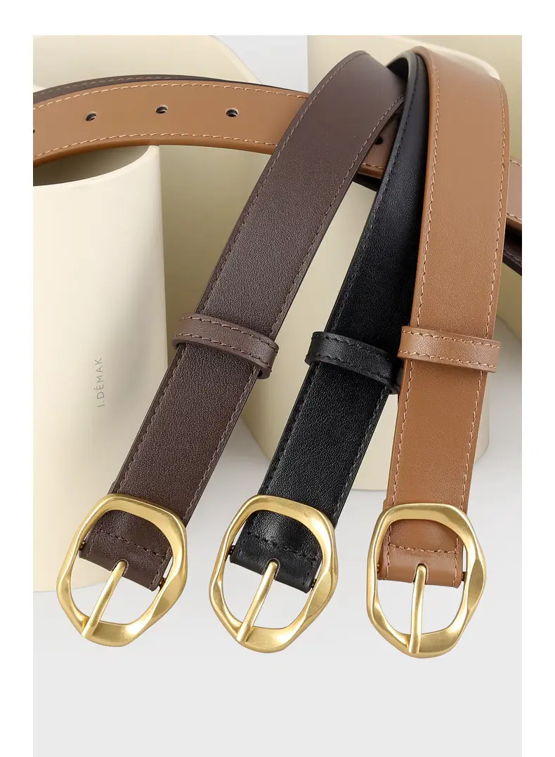Brown Leather Belt with Gold Buckle for Women — feature 15