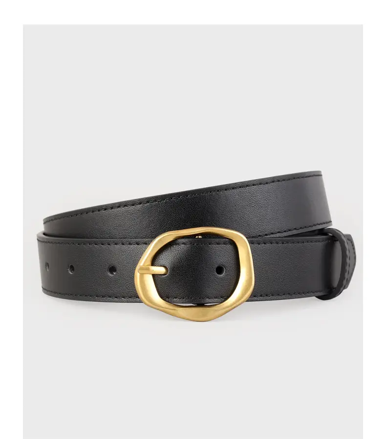 Brown Leather Belt with Gold Buckle for Women — feature 16