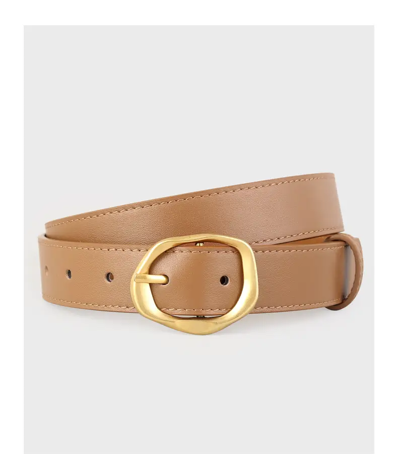 Brown Leather Belt with Gold Buckle for Women — feature 17