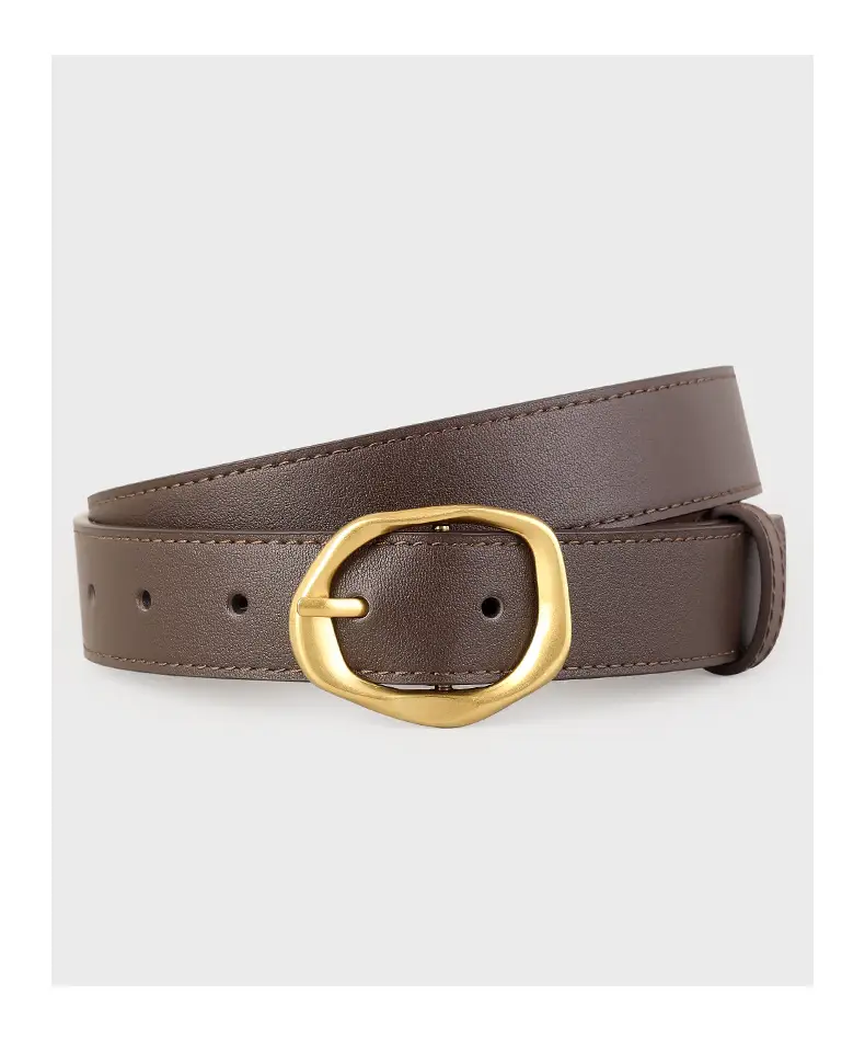 Brown Leather Belt with Gold Buckle for Women — feature 18