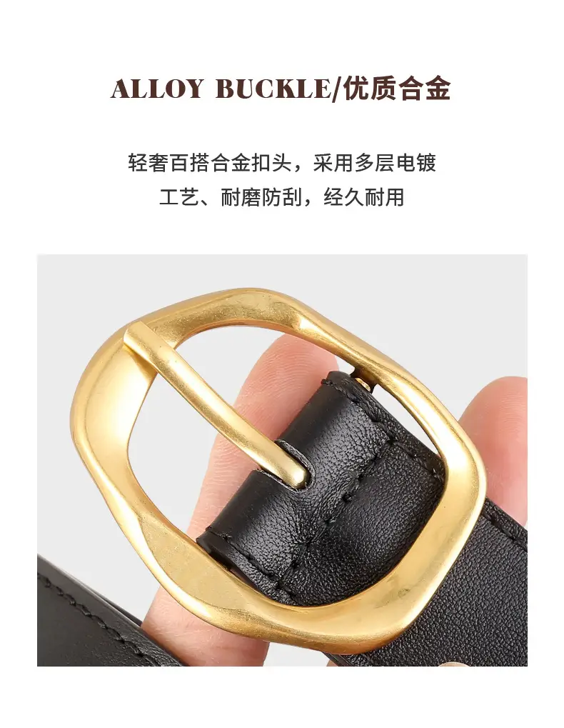 Brown Leather Belt with Gold Buckle for Women — feature 6