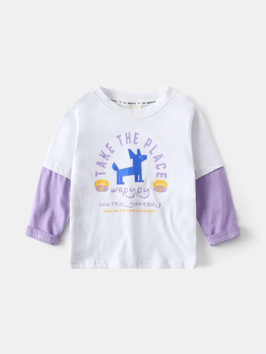 Children's Long Sleeve T-Shirt White Purple 2025 - Image 5