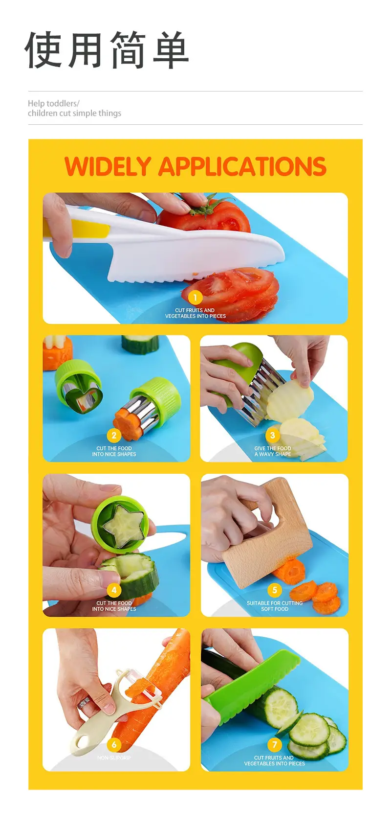 Kids Knife Set with Vegetable Slicer & Cutting Board — feature 3