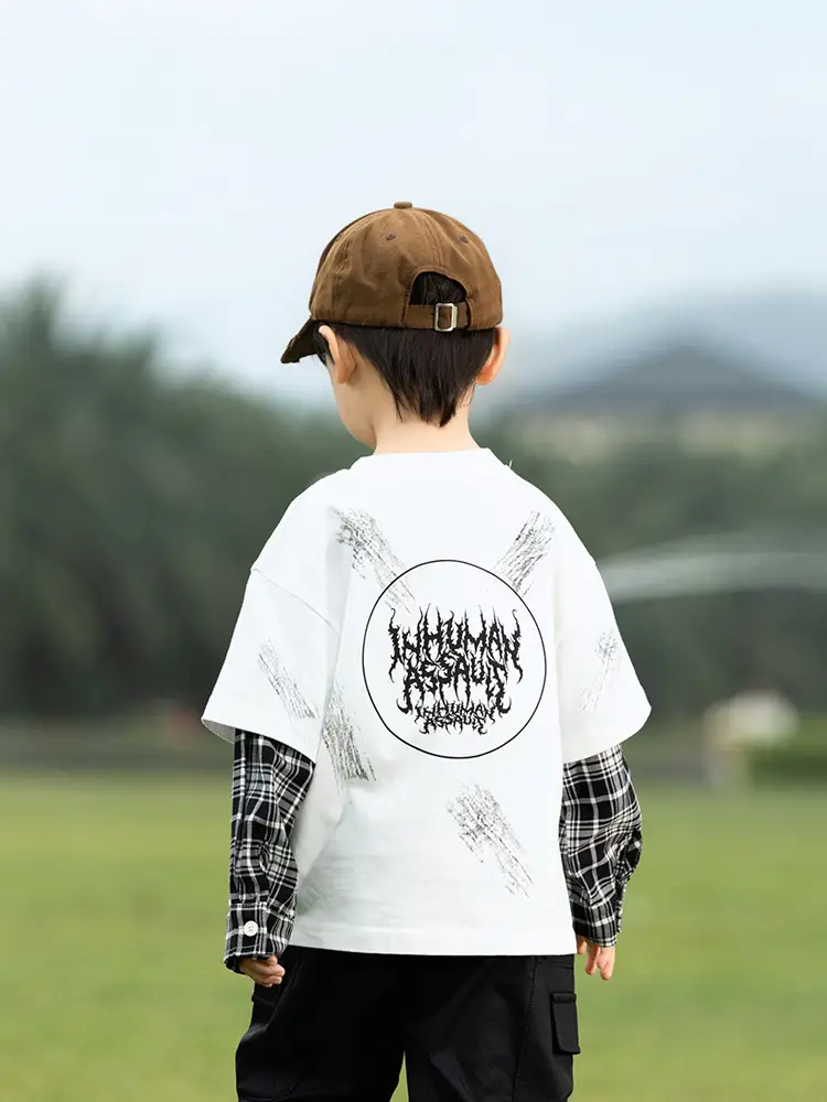 Kids Korean Letter T-Shirt Set Boys 2025 Spring - Image 3