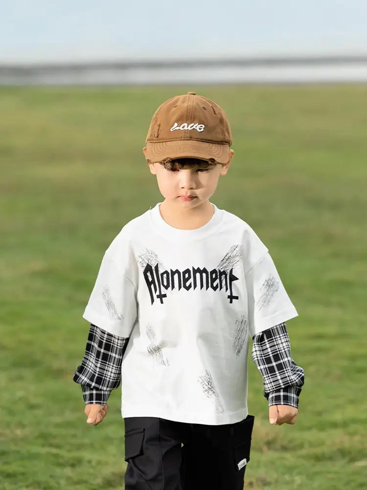 Kids Korean Letter T-Shirt Set Boys 2025 Spring - Image 4