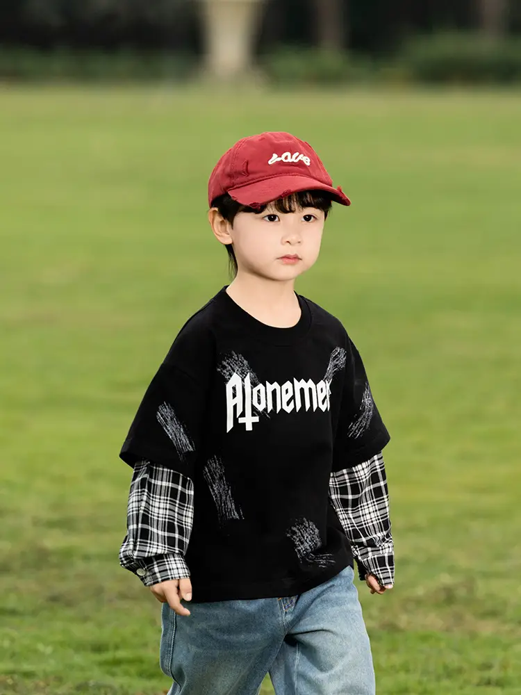 Kids Korean Letter T-Shirt Set Boys 2025 Spring - Image 5
