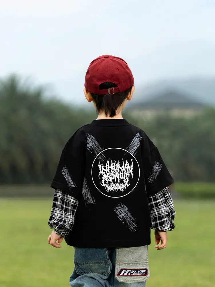 Kids Korean Letter T-Shirt Set Boys 2025 Spring - Image 6