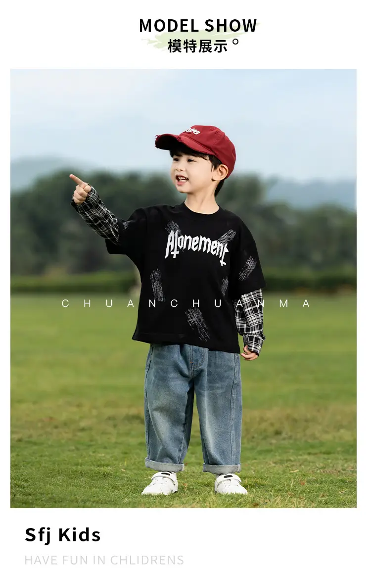 Kids Korean Letter T-Shirt Set Boys 2025 Spring — feature 13