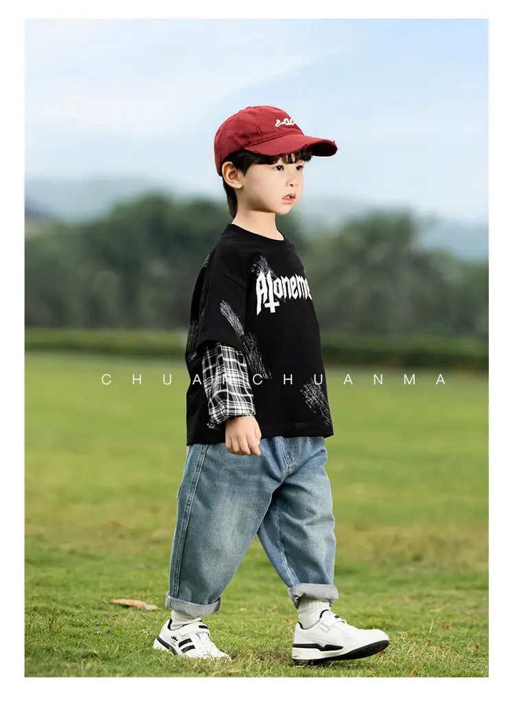 Kids Korean Letter T-Shirt Set Boys 2025 Spring — feature 15