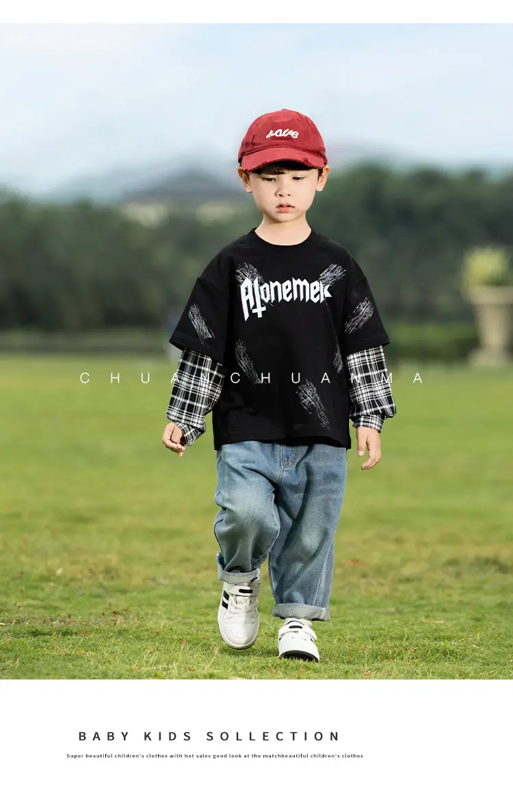 Kids Korean Letter T-Shirt Set Boys 2025 Spring — feature 16