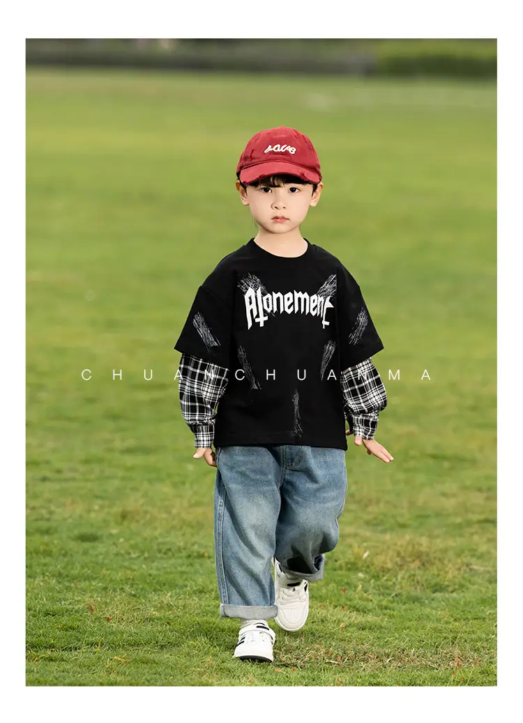 Kids Korean Letter T-Shirt Set Boys 2025 Spring — feature 18