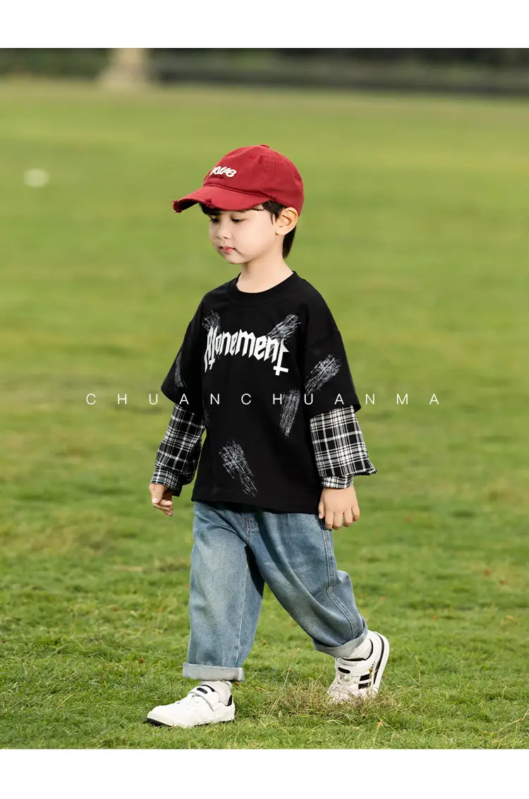 Kids Korean Letter T-Shirt Set Boys 2025 Spring — feature 19