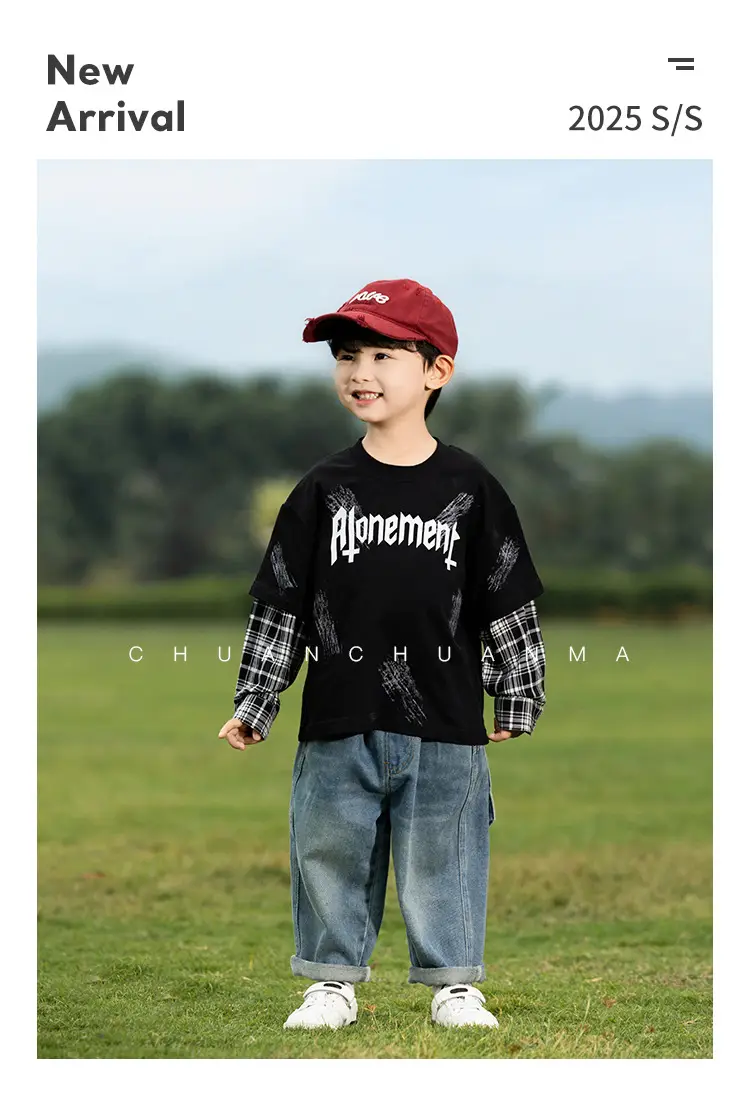 Kids Korean Letter T-Shirt Set Boys 2025 Spring — feature 2