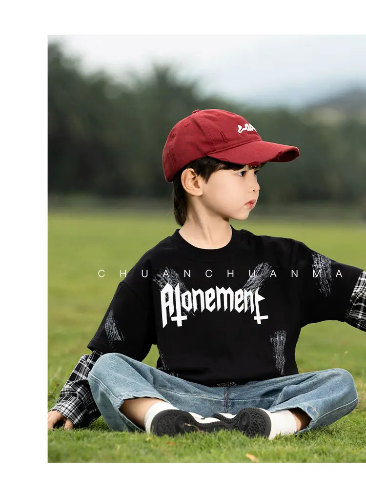 Kids Korean Letter T-Shirt Set Boys 2025 Spring — feature 21