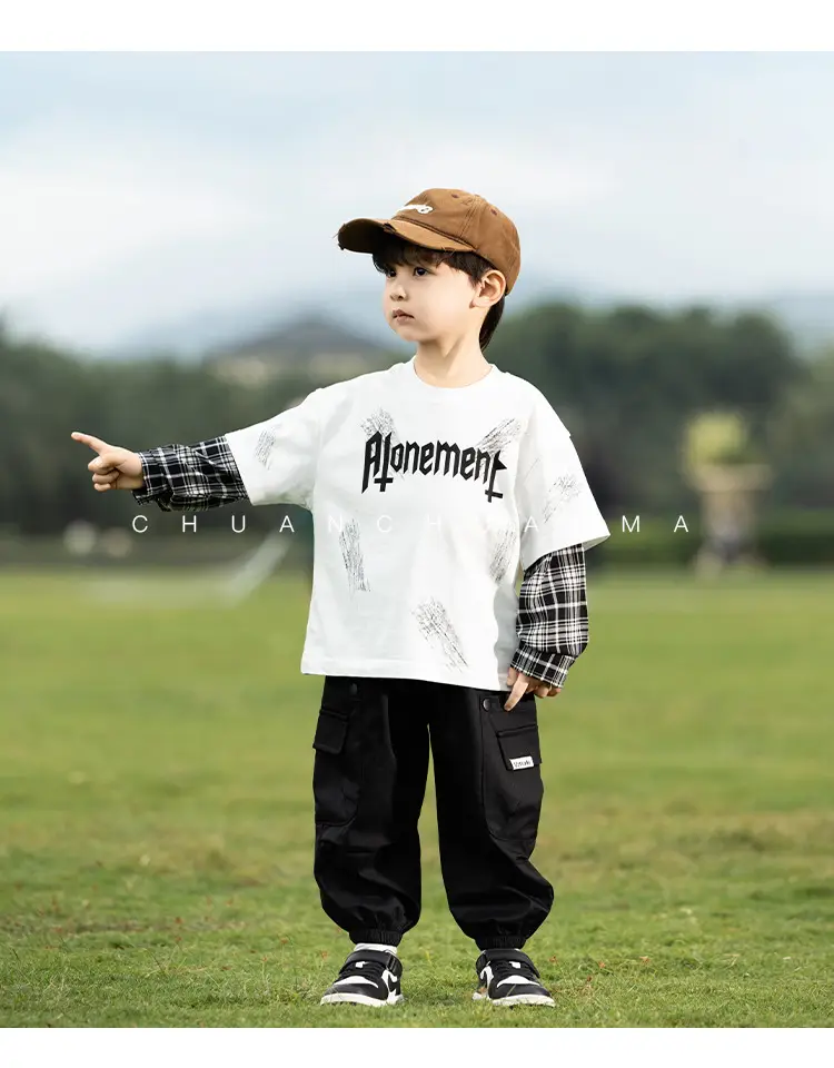 Kids Korean Letter T-Shirt Set Boys 2025 Spring — feature 23