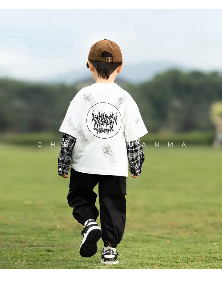 Kids Korean Letter T-Shirt Set Boys 2025 Spring — feature 24