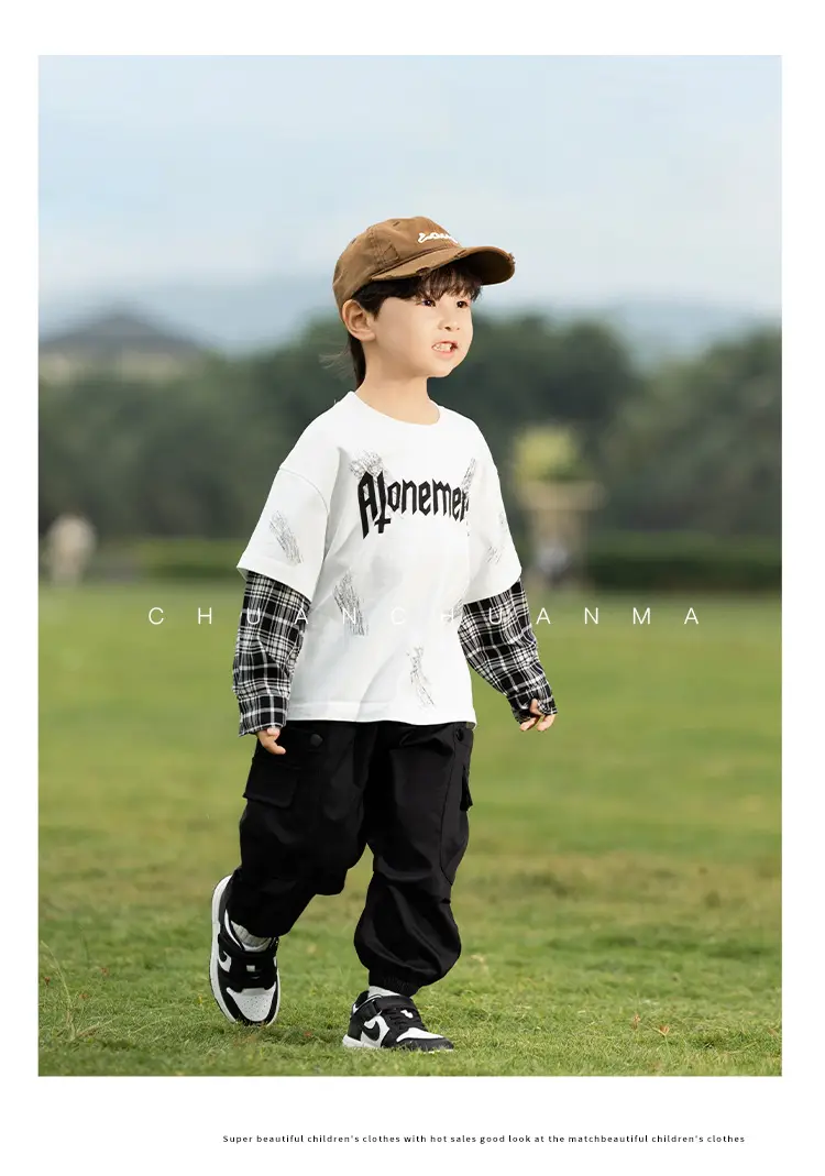 Kids Korean Letter T-Shirt Set Boys 2025 Spring — feature 25