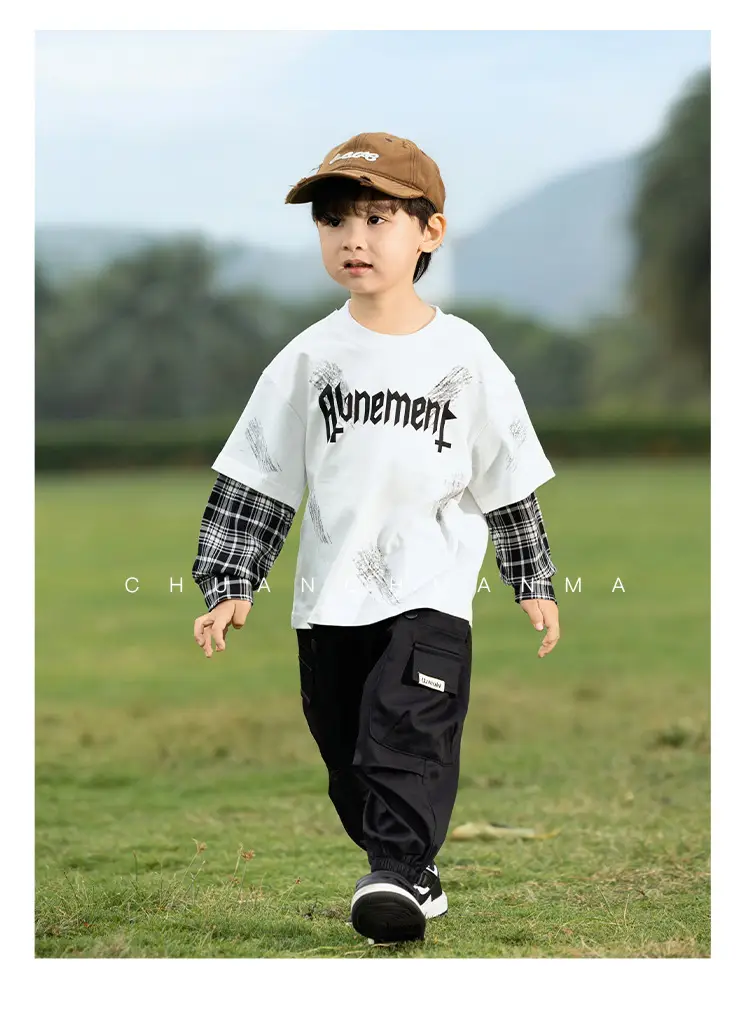 Kids Korean Letter T-Shirt Set Boys 2025 Spring — feature 26