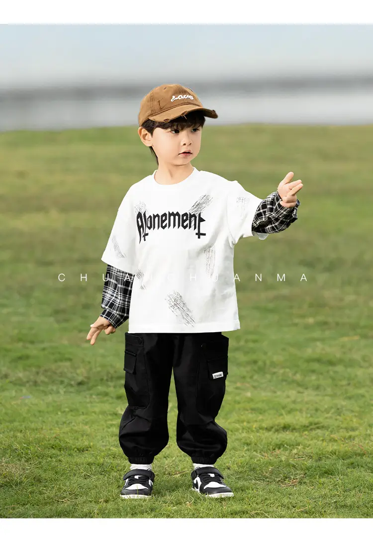Kids Korean Letter T-Shirt Set Boys 2025 Spring — feature 27