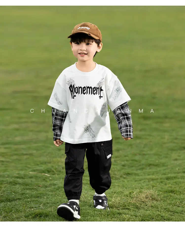 Kids Korean Letter T-Shirt Set Boys 2025 Spring — feature 32