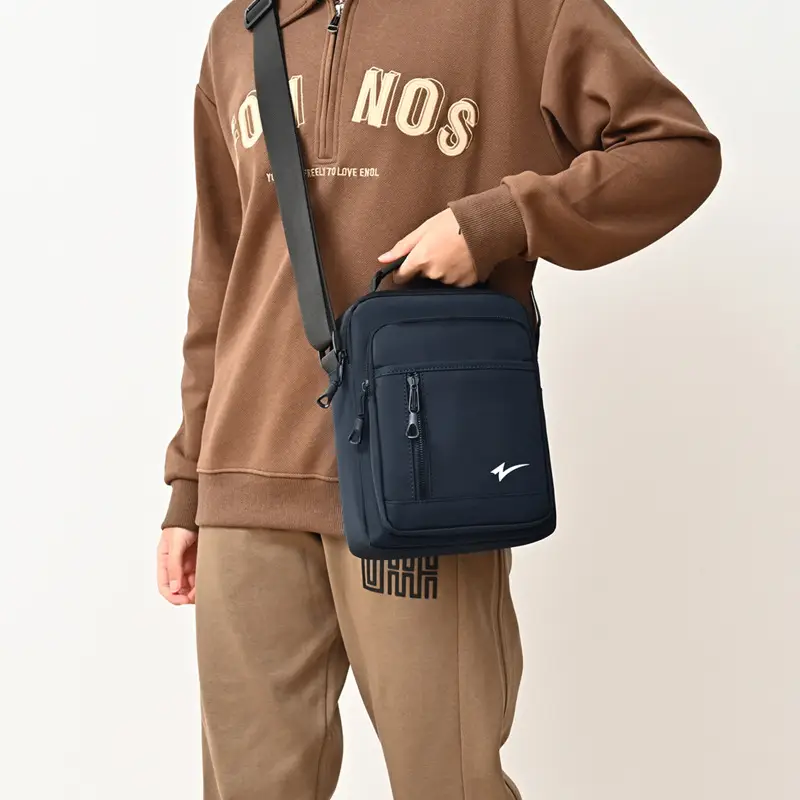 Men's Navy Blue Crossbody Bag Large Capacity Sports Travel Business Work - Image 5