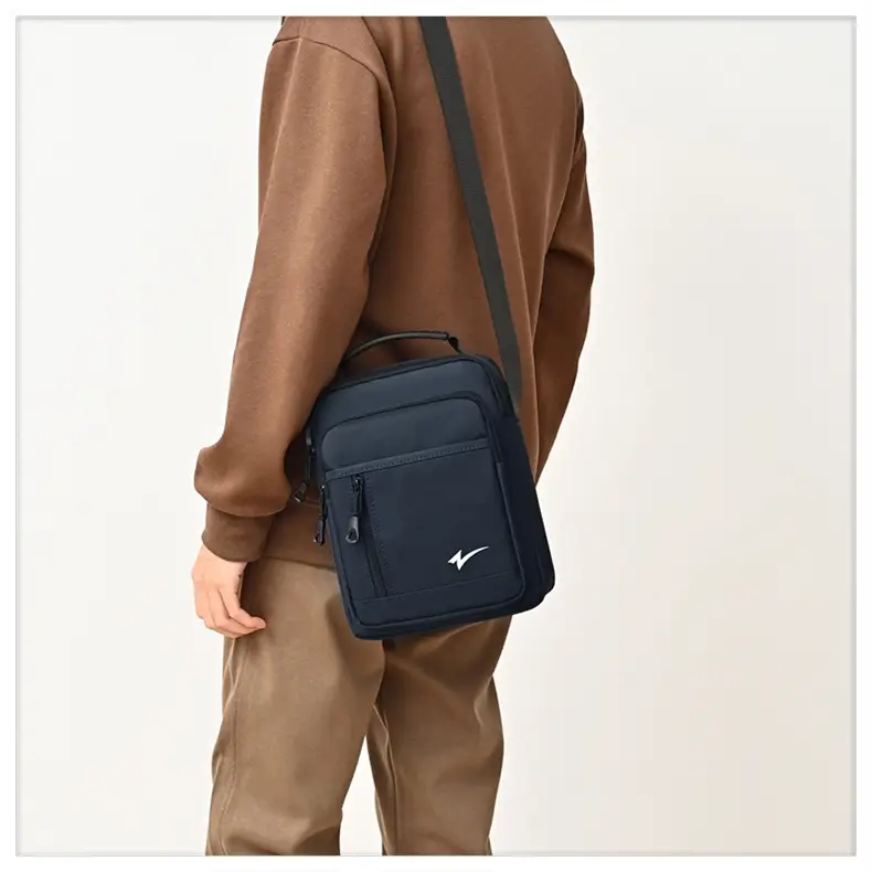 Men's Navy Blue Crossbody Bag Large Capacity Sports Travel Business Work — feature 14