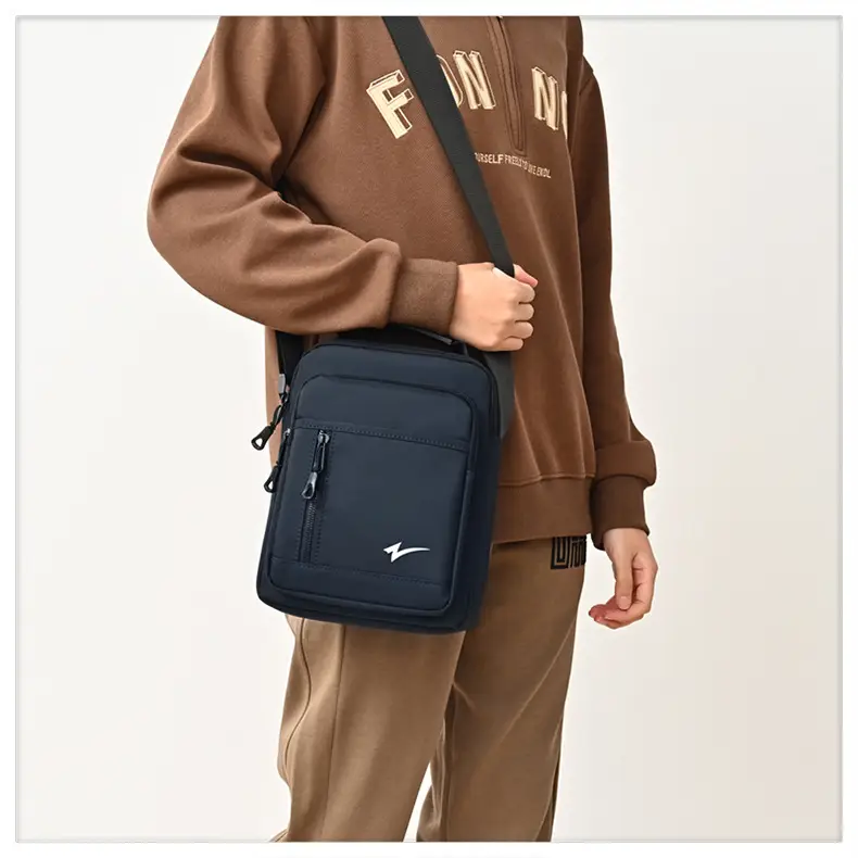 Men's Navy Blue Crossbody Bag Large Capacity Sports Travel Business Work — feature 15