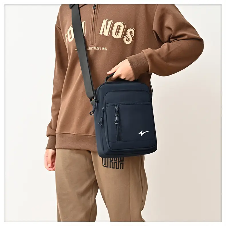 Men's Navy Blue Crossbody Bag Large Capacity Sports Travel Business Work — feature 16