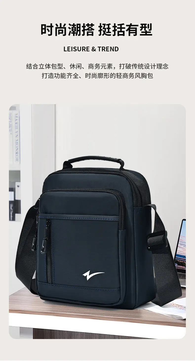 Men's Navy Blue Crossbody Bag Large Capacity Sports Travel Business Work — feature 4