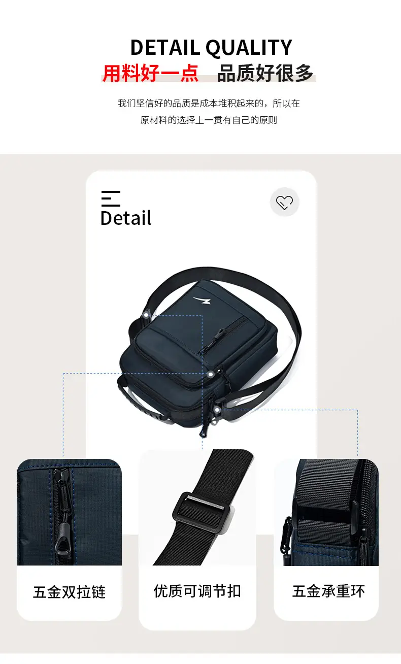 Men's Navy Blue Crossbody Bag Large Capacity Sports Travel Business Work — feature 5