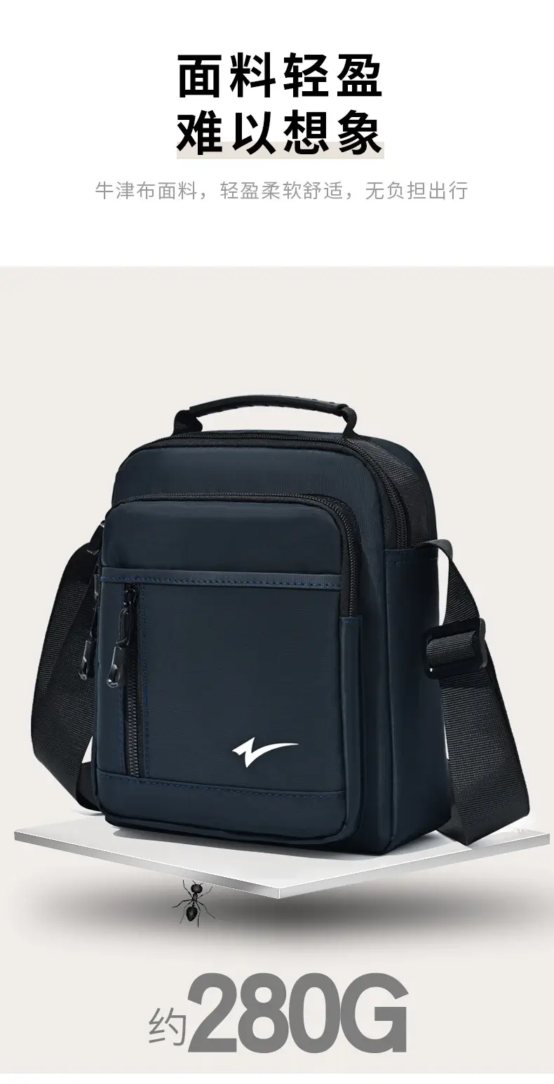 Men's Navy Blue Crossbody Bag Large Capacity Sports Travel Business Work — feature 7