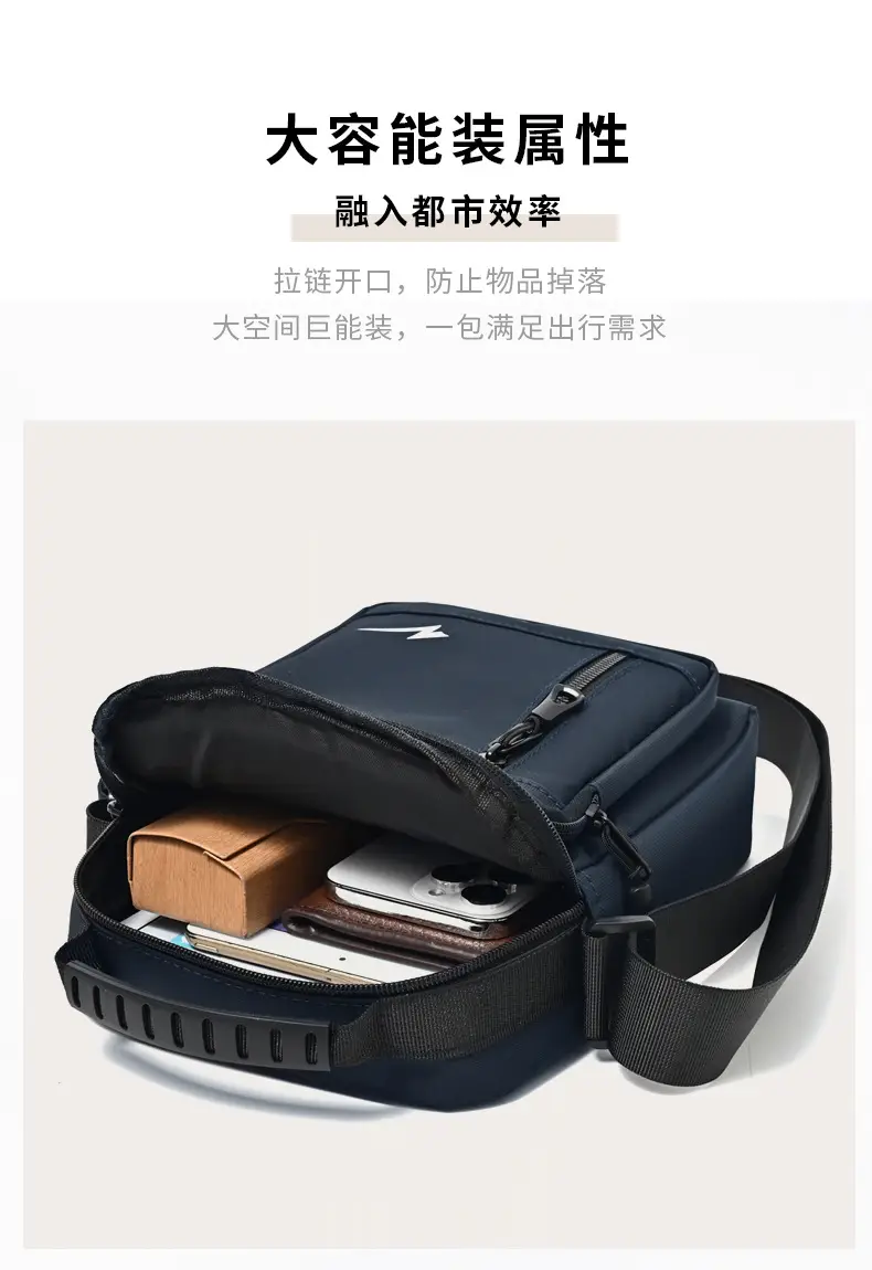 Men's Navy Blue Crossbody Bag Large Capacity Sports Travel Business Work — feature 8