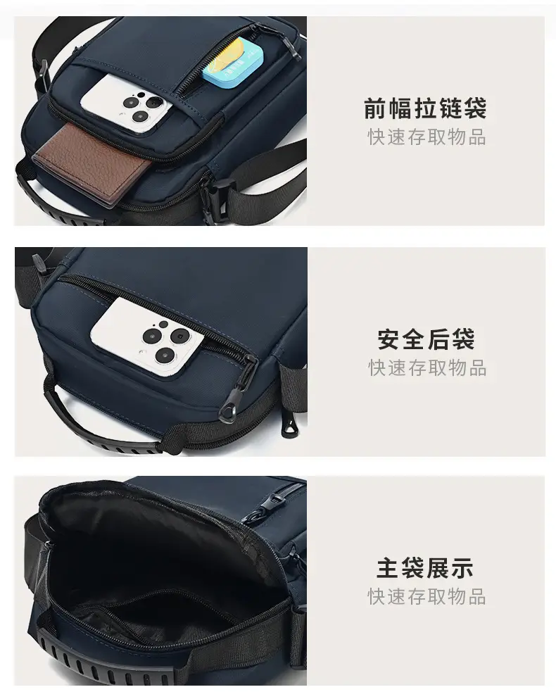 Men's Navy Blue Crossbody Bag Large Capacity Sports Travel Business Work — feature 9