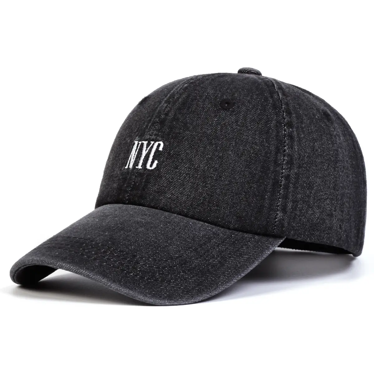 Washed Denim Baseball Cap NYC Embroidered Men Women — feature 2