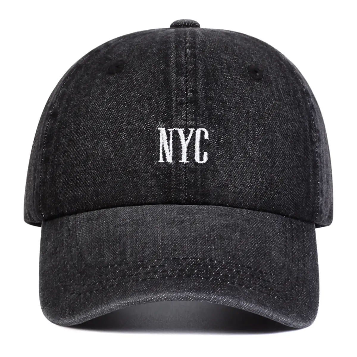 Washed Denim Baseball Cap NYC Embroidered Men Women — feature 3
