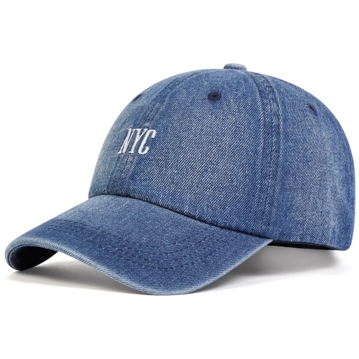 Washed Denim Baseball Cap NYC Embroidered Men Women — feature 5
