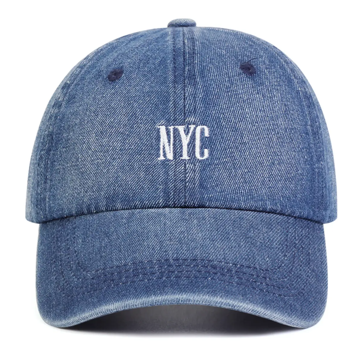 Washed Denim Baseball Cap NYC Embroidered Men Women — feature 6