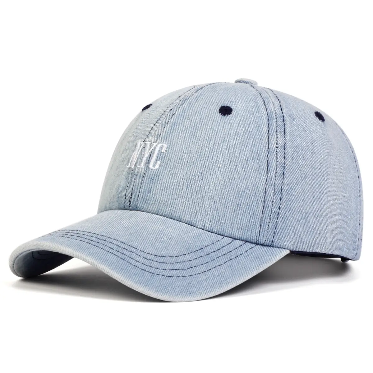 Washed Denim Baseball Cap NYC Embroidered Men Women — feature 8