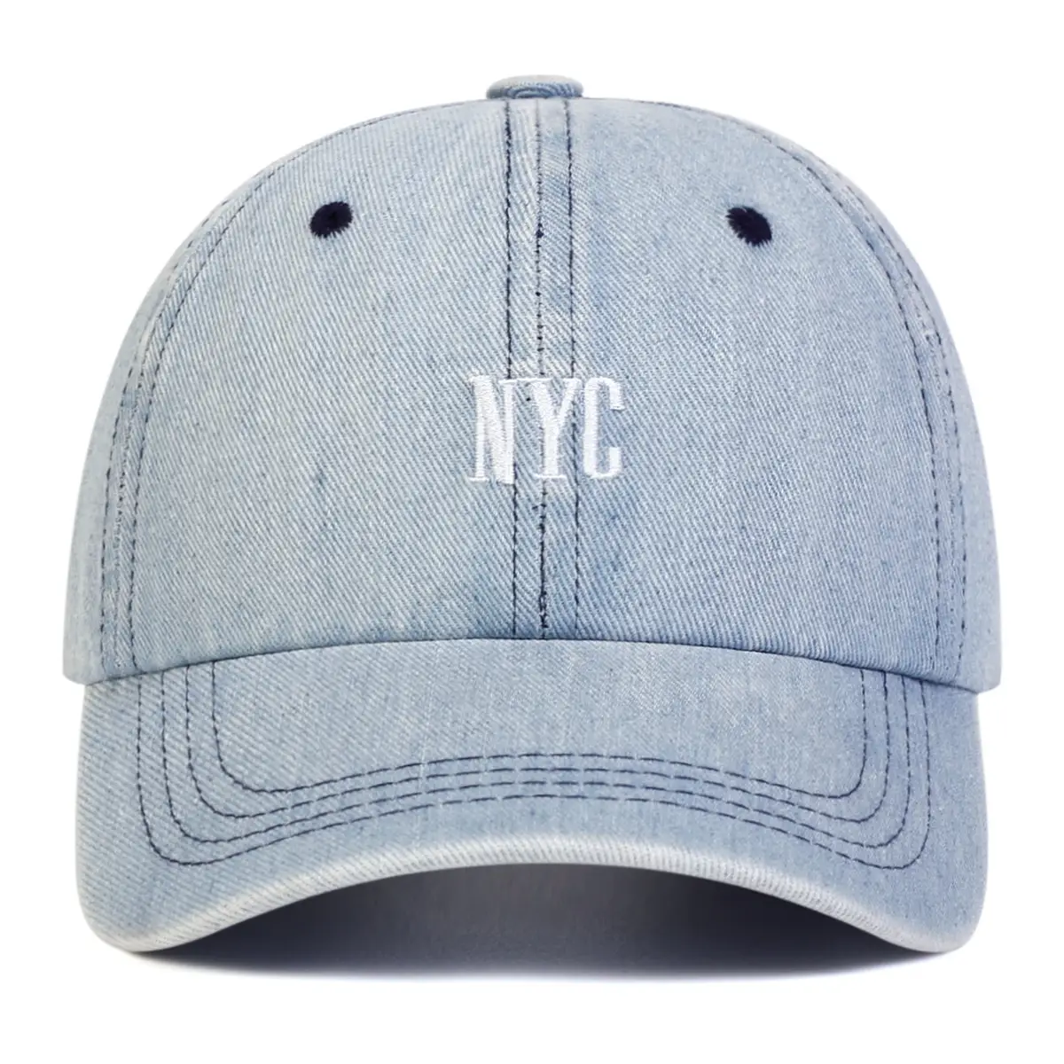 Washed Denim Baseball Cap NYC Embroidered Men Women — feature 9